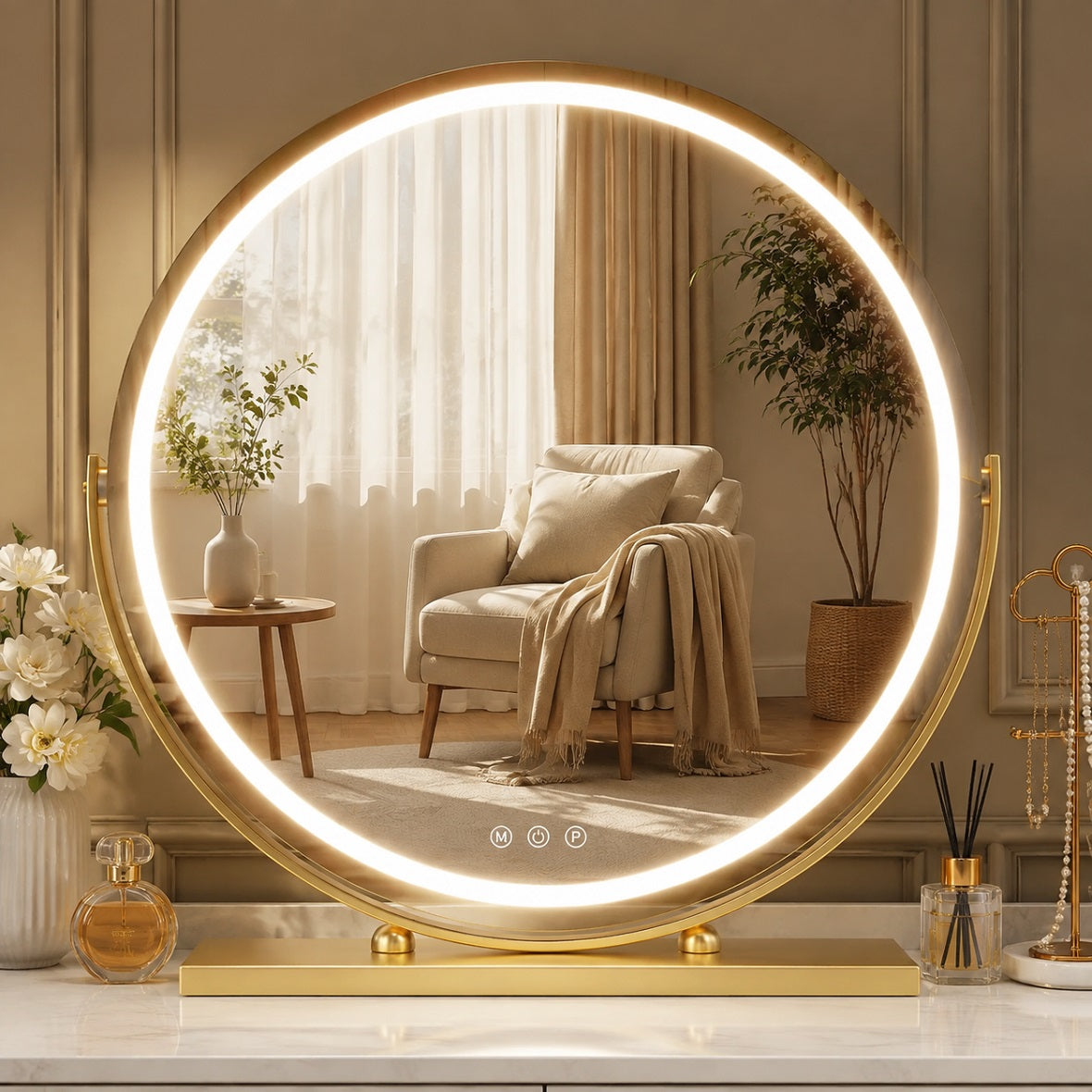 Hasipu Round Vanity Mirror with Lights HZ012