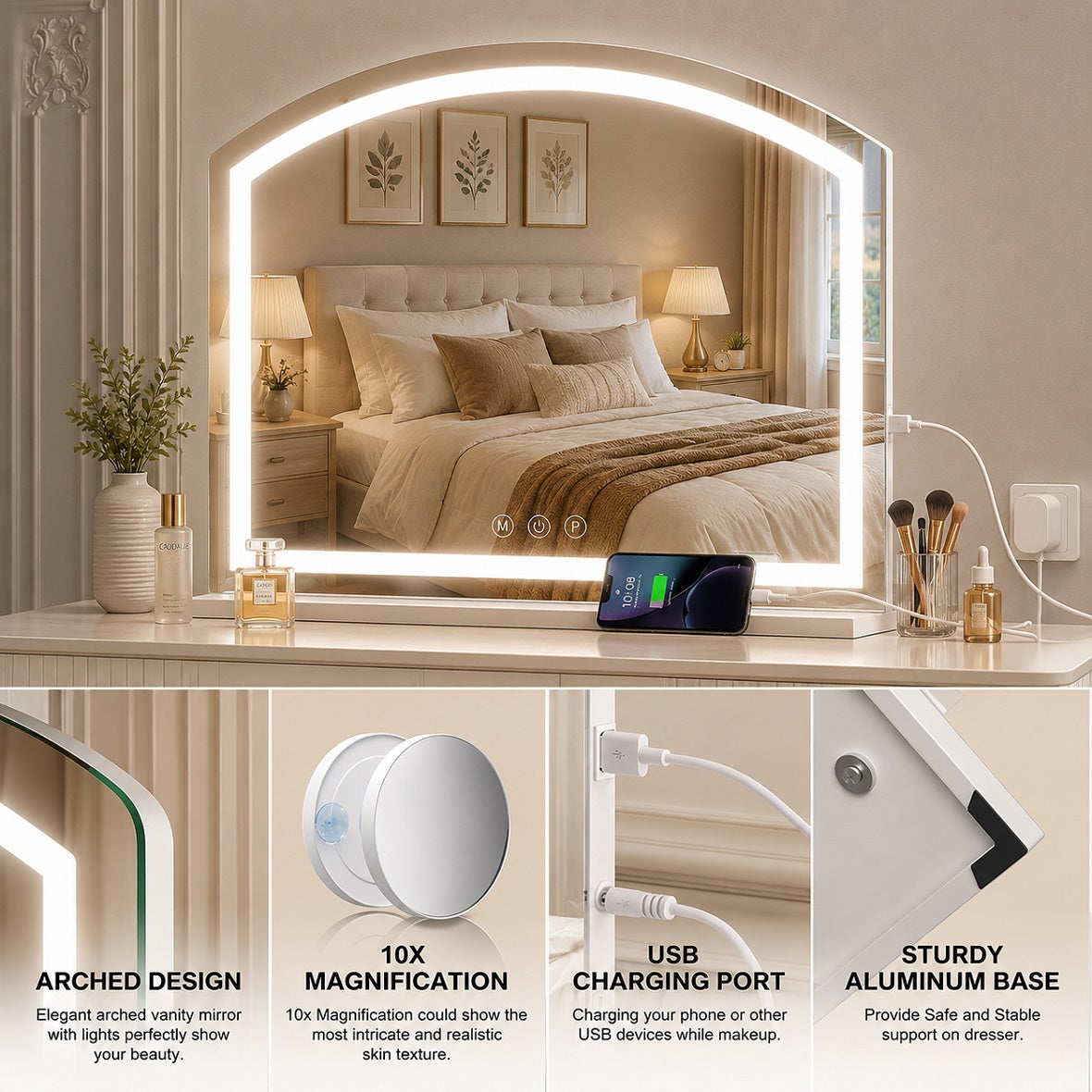 Hasipu Arched LED Vanity Mirror with Lights HZ023