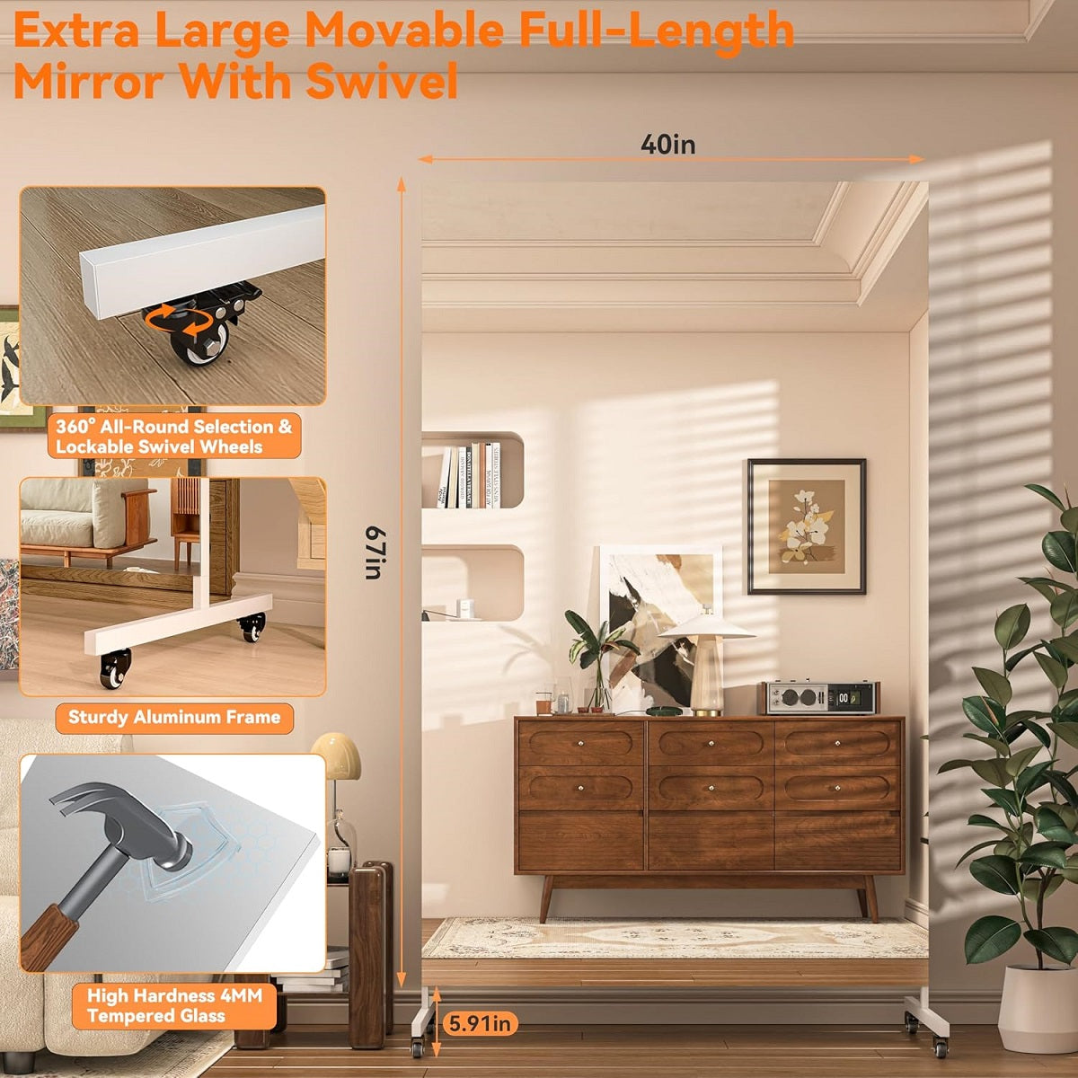 Hasipu Portable Mirror with Wheels KM-MOVE