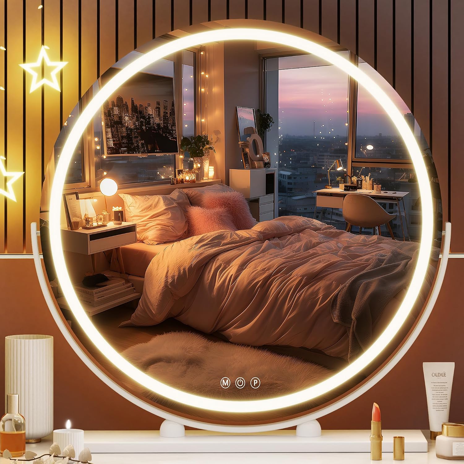 Hasipu Round Vanity Mirror with Lights HZ012