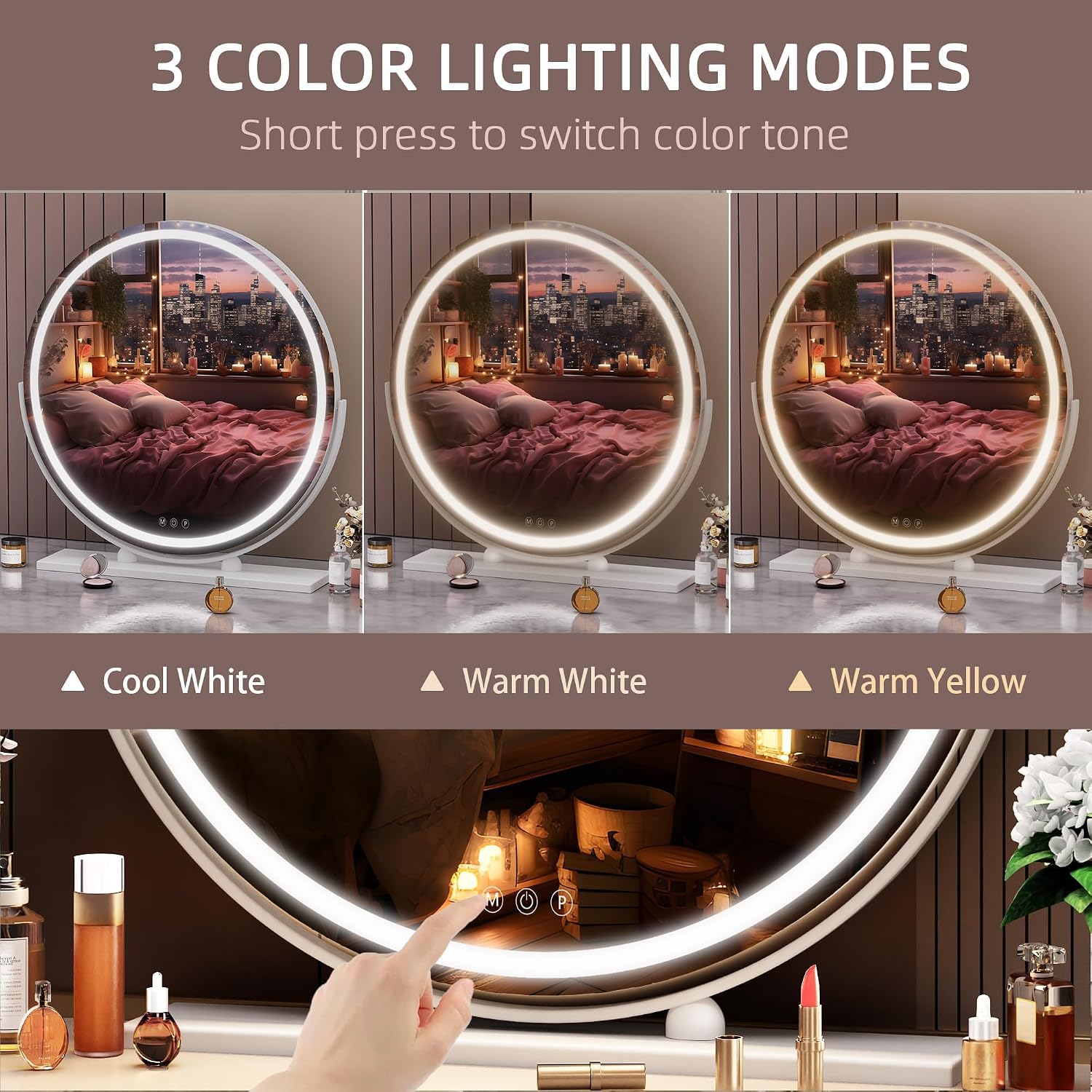 Hasipu Round Vanity Mirror with Lights HZ012