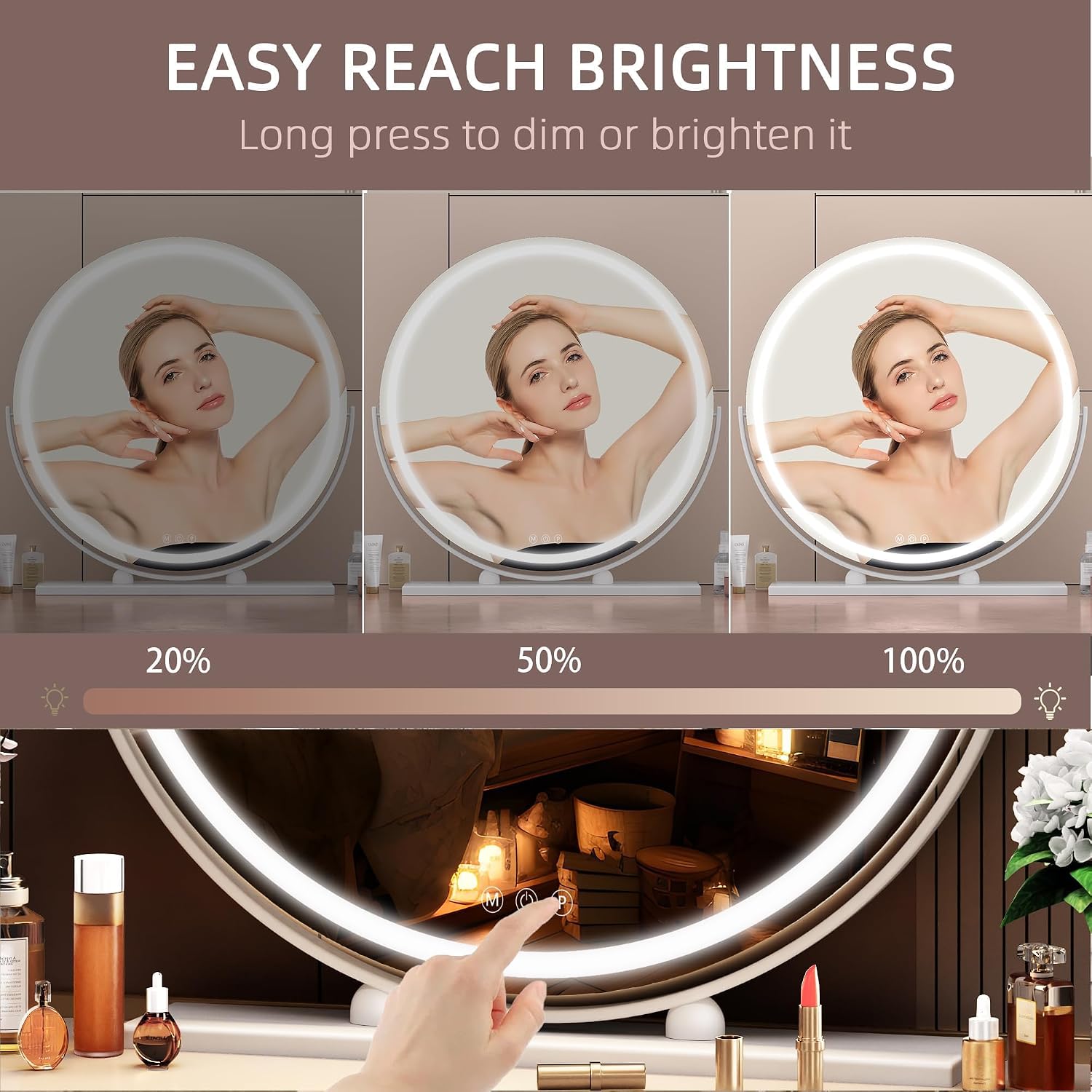 Hasipu Round Vanity Mirror with Lights HZ012