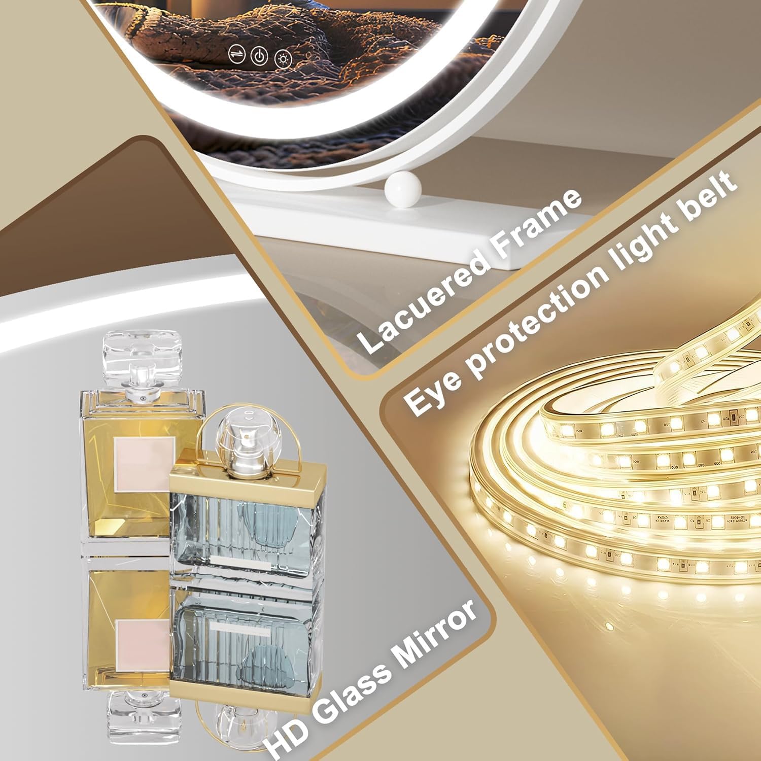 Hasipu Round Vanity Mirror with Lights HZ012