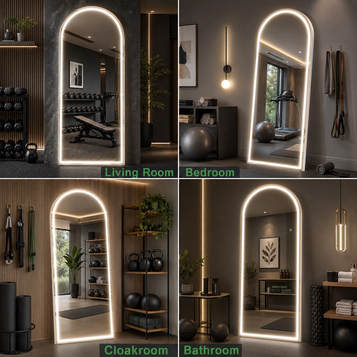 Hasipu Arched LED Full-Length Mirror with Aluminum Alloy Frame – KM-A