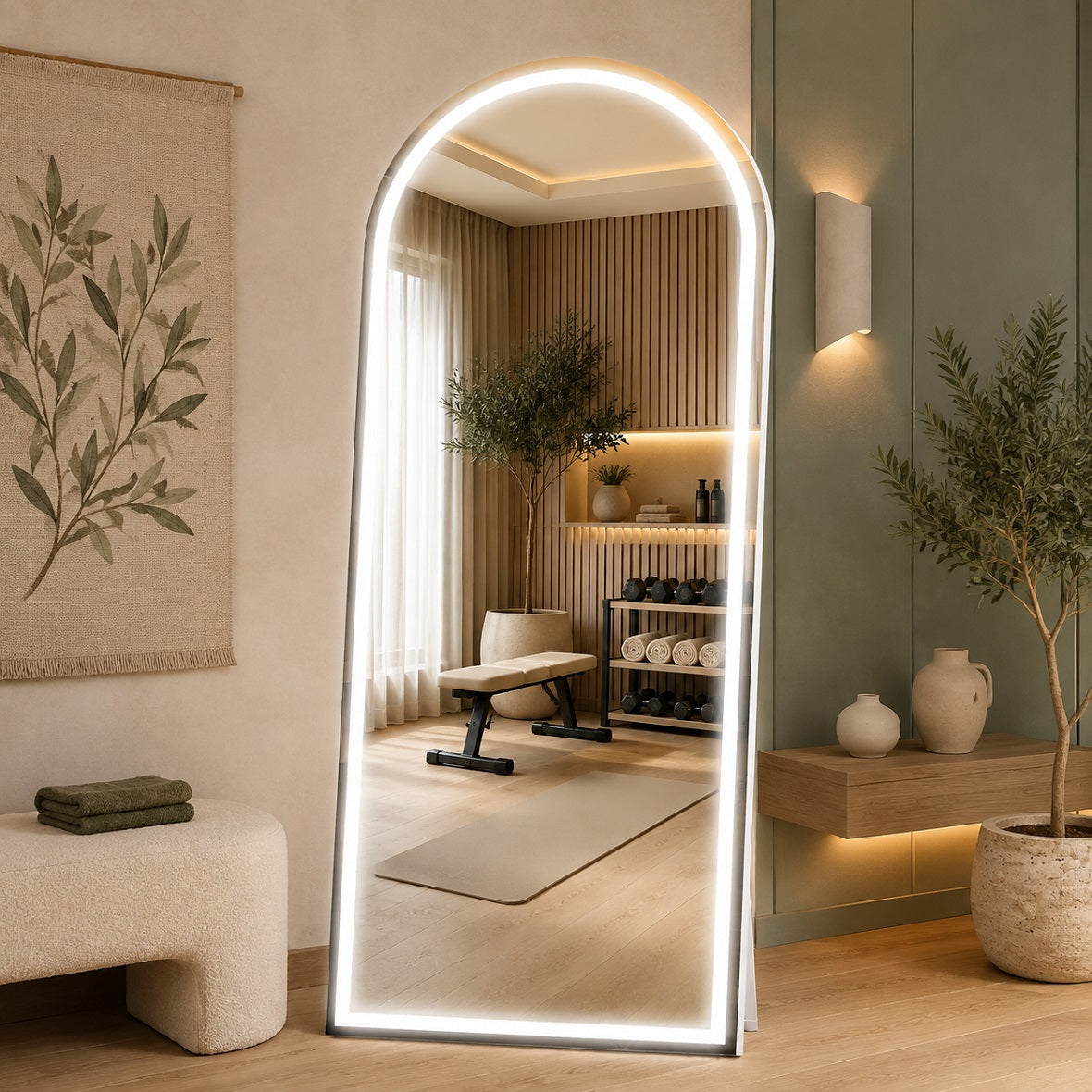 Hasipu Arched LED Full-Length Mirror with Aluminum Alloy Frame – KM-A