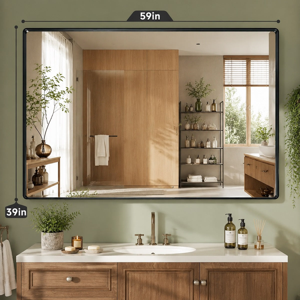 Hasipu Bathroom Mirror with a Metal Frame KM-AAR150100