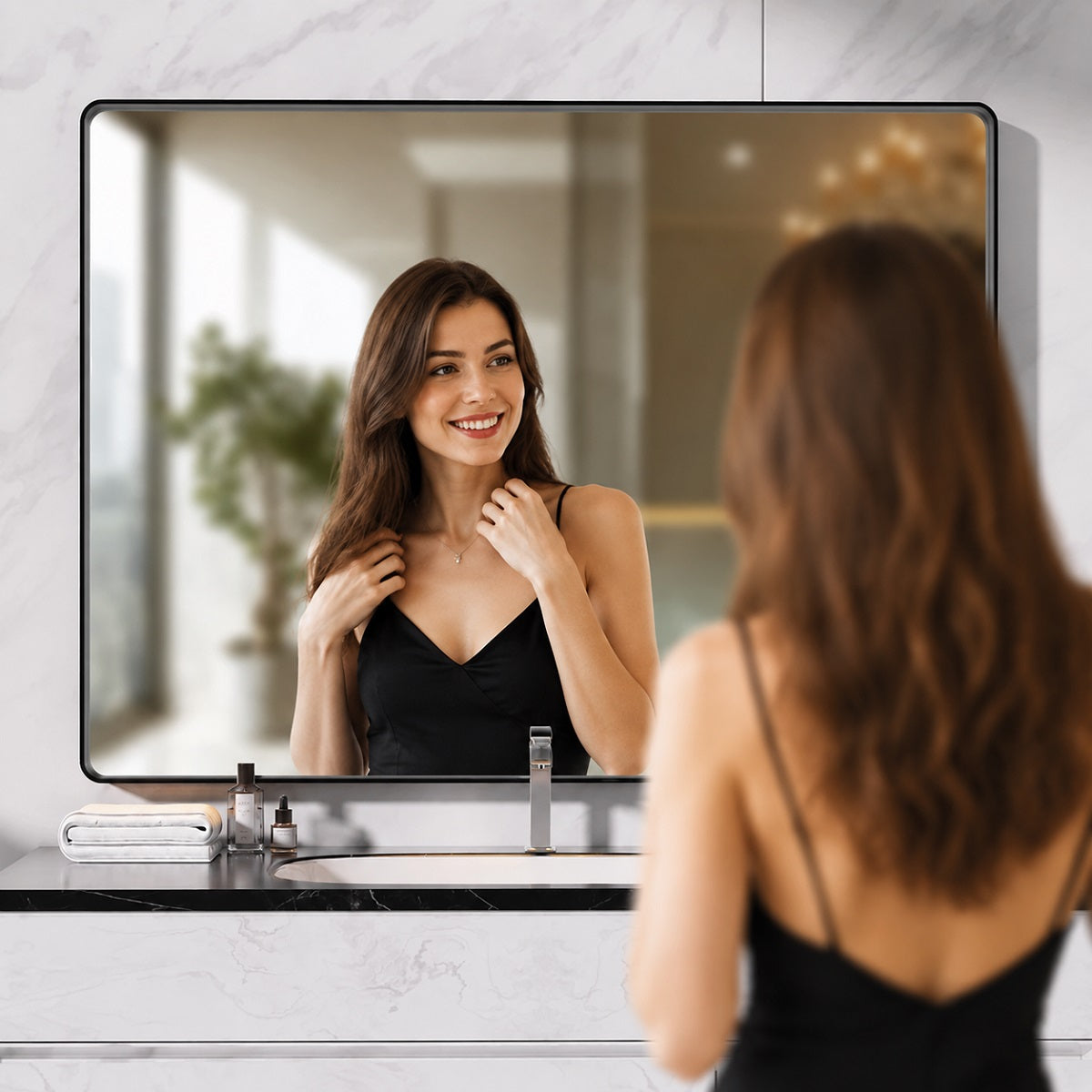 Hasipu Bathroom Mirror with a Metal Frame KM-AAR150100