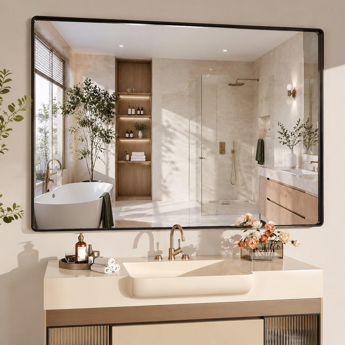 Hasipu Bathroom Mirror with a Metal Frame KM-AAR150100