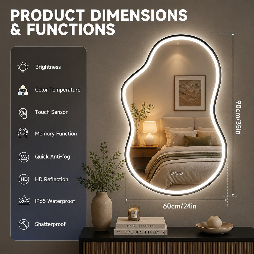 Hasipu LED Irregular Mirrors with Light KM-BGZ