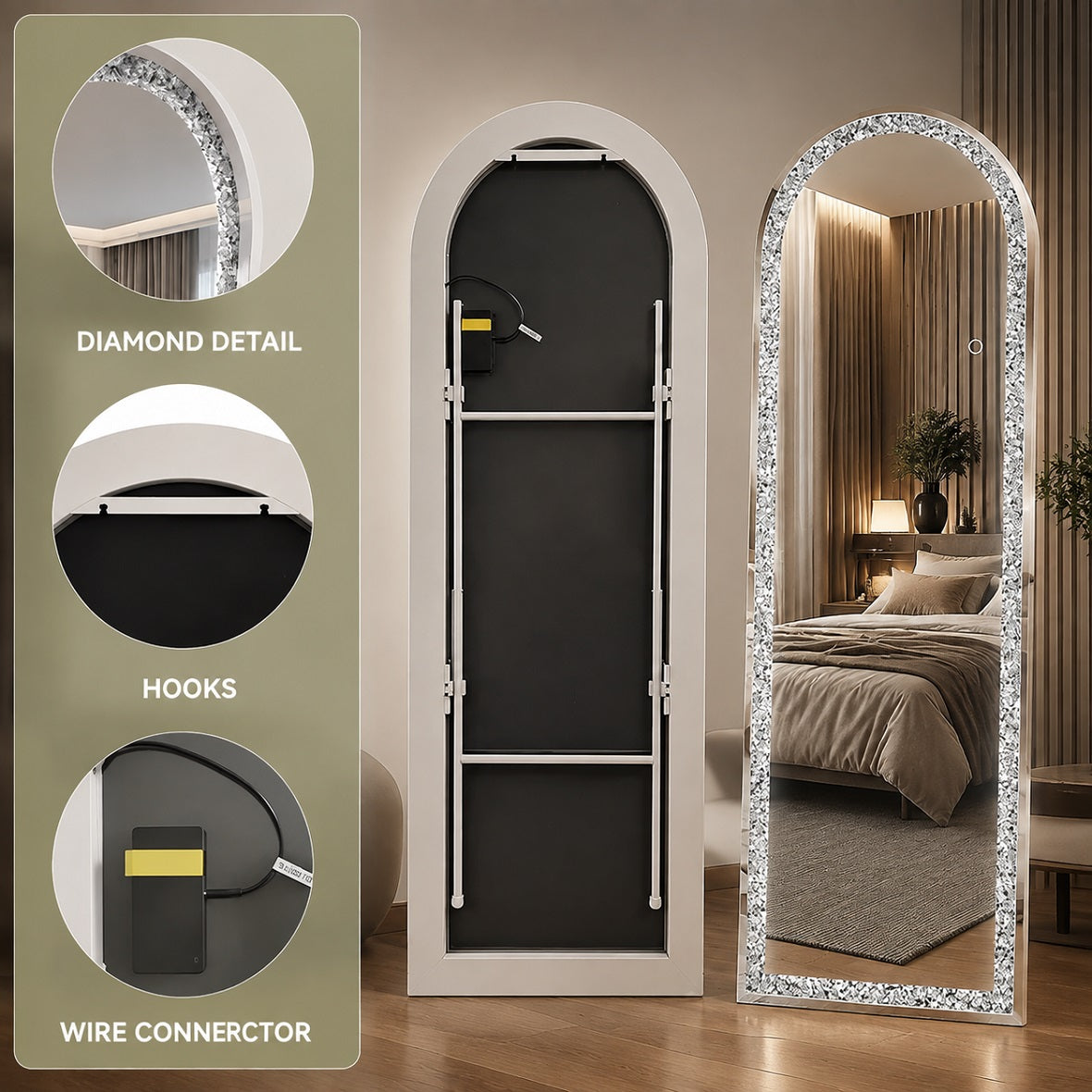 Hasipu LED Diamond Full-length Mirror KM-DIAC-FLB