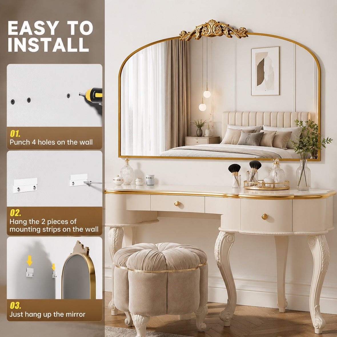 Hasipu Gold Vintage Decorative Mirror KM-LK