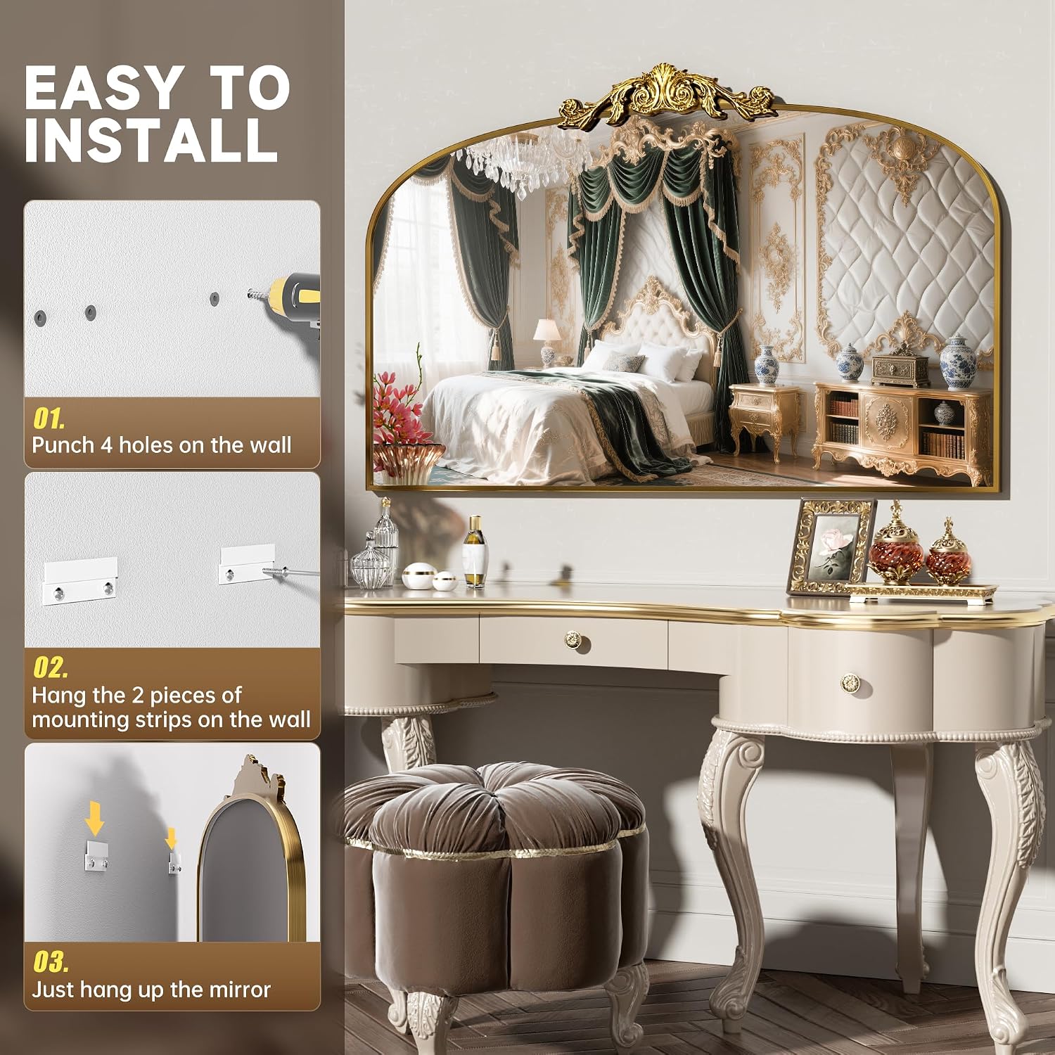 Hasipu Gold Vintage Decorative Mirror KM-LK