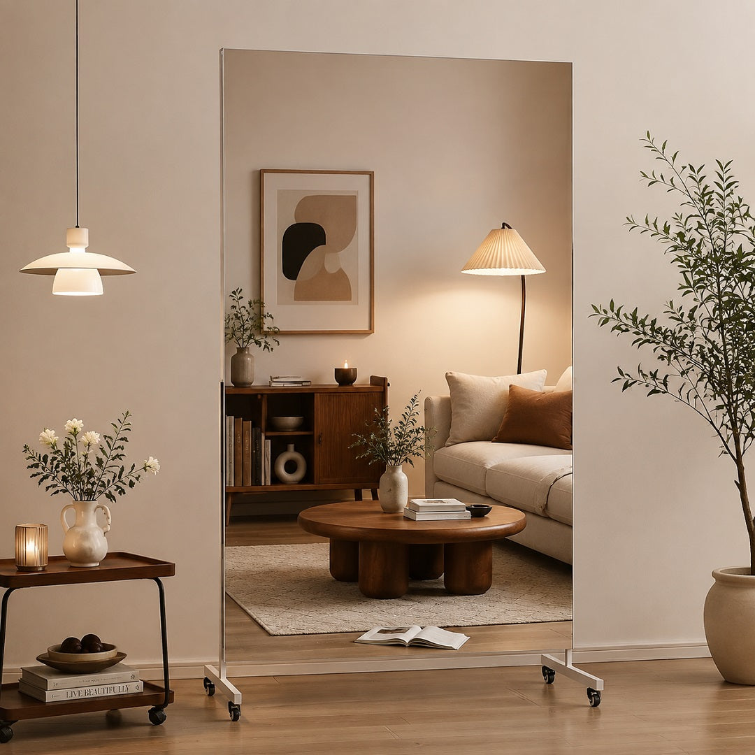 Hasipu Square Full Length Mirror on Wheels KM-MOVE-R