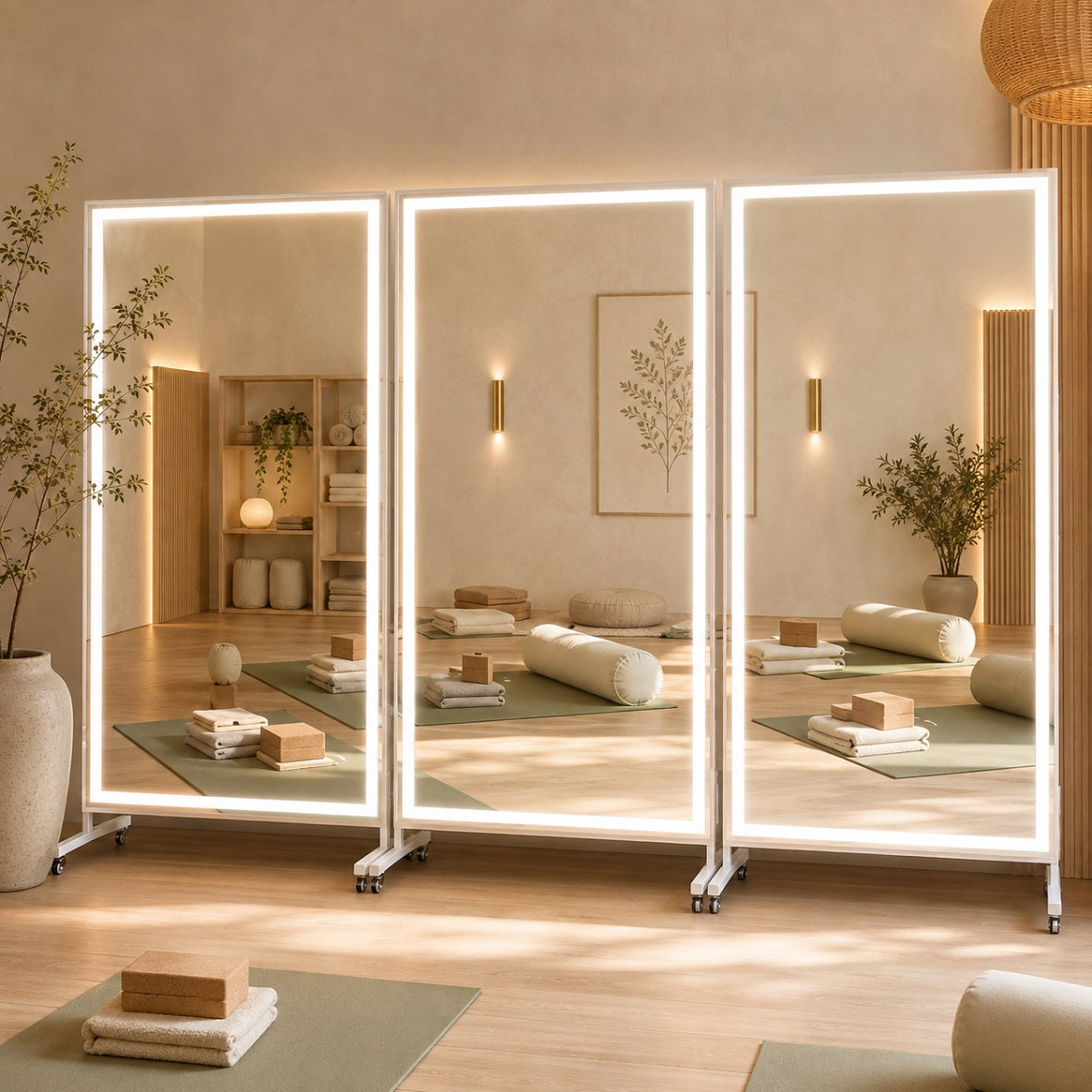 Hasipu Large Rectangle Full-Length Mirror on Wheels with Lights – KM-MOVE-S