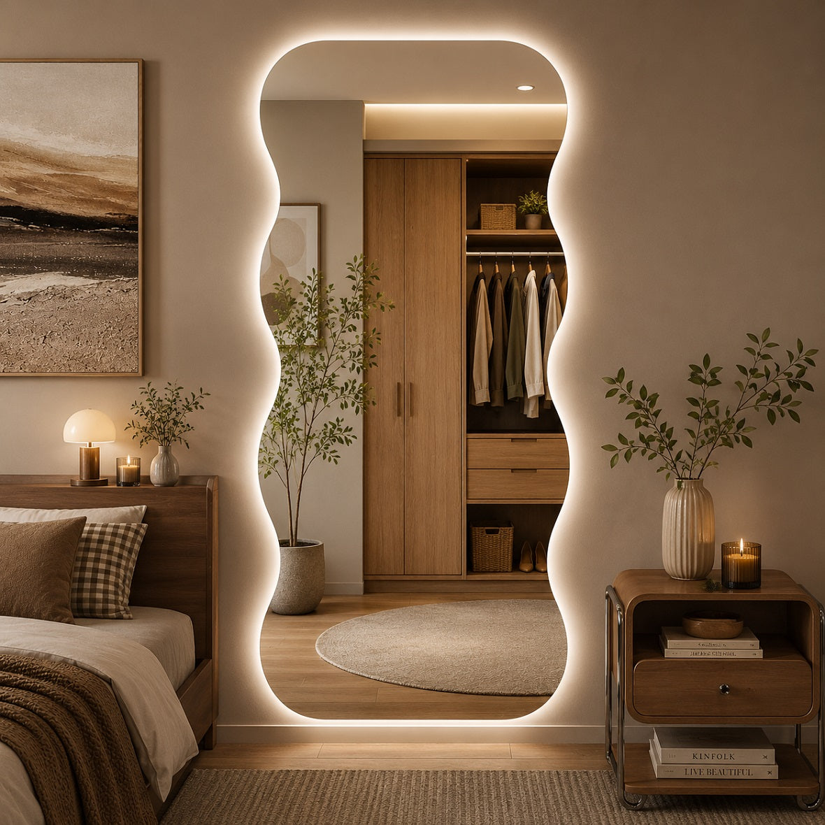 Hasipu Large Decorative Wall Mirror for Home Decor KM-QJ-WAVE