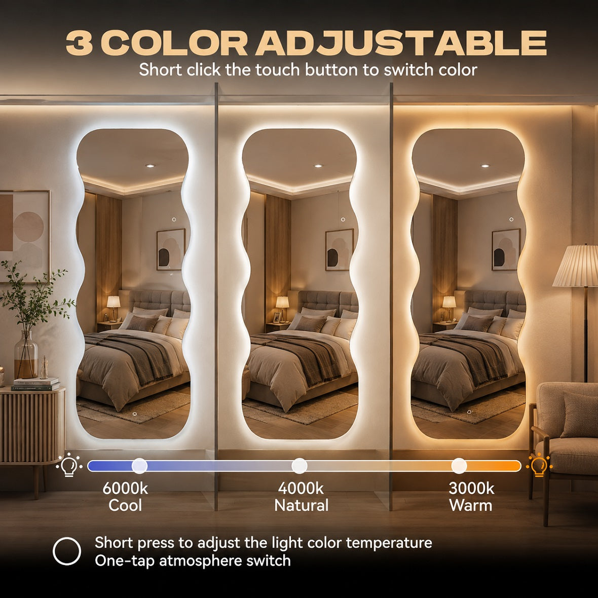 Hasipu Large Decorative Wall Mirror for Home Decor KM-QJ-WAVE