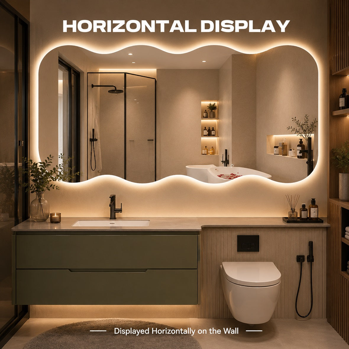 Hasipu Large Decorative Wall Mirror for Home Decor KM-QJ-WAVE