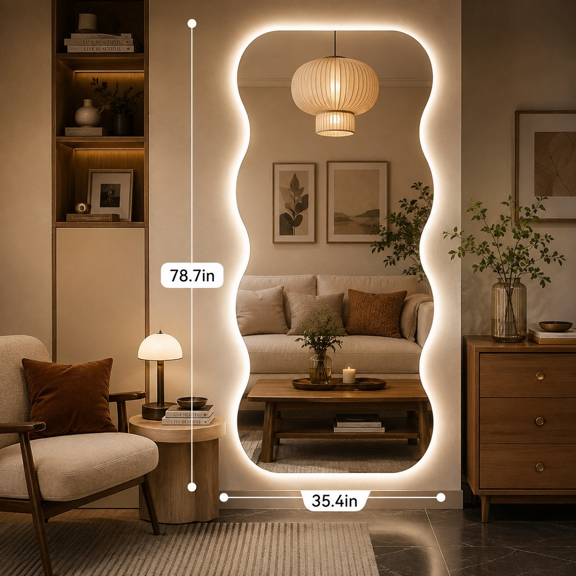 Hasipu Large Decorative Wall Mirror for Home Decor KM-QJ-WAVE