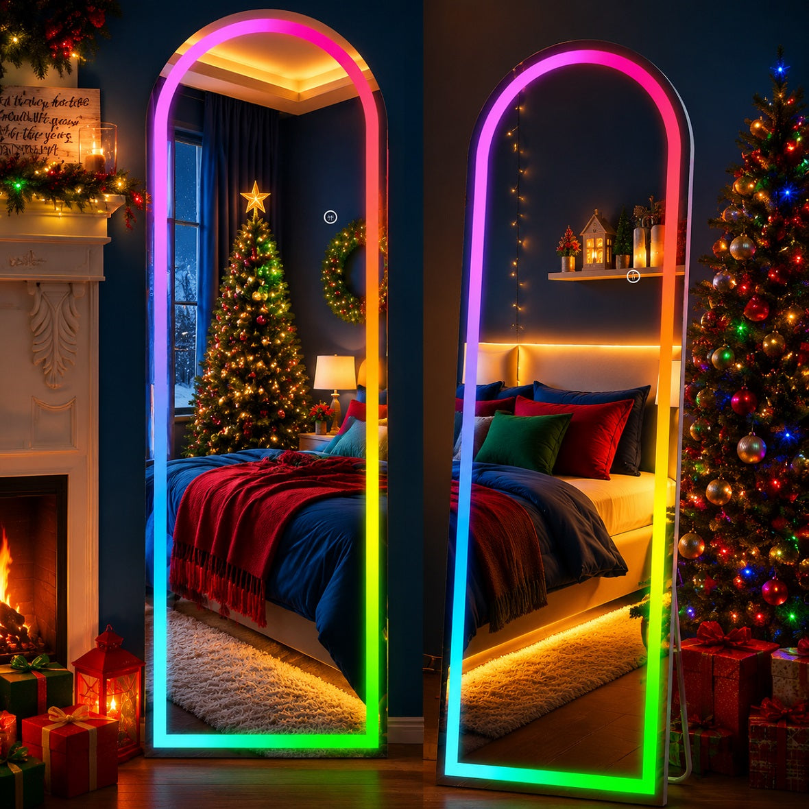 Hasipu Arched LED Full-Length Mirror with Lights and Bluetooth – KM-RGB-LDGX