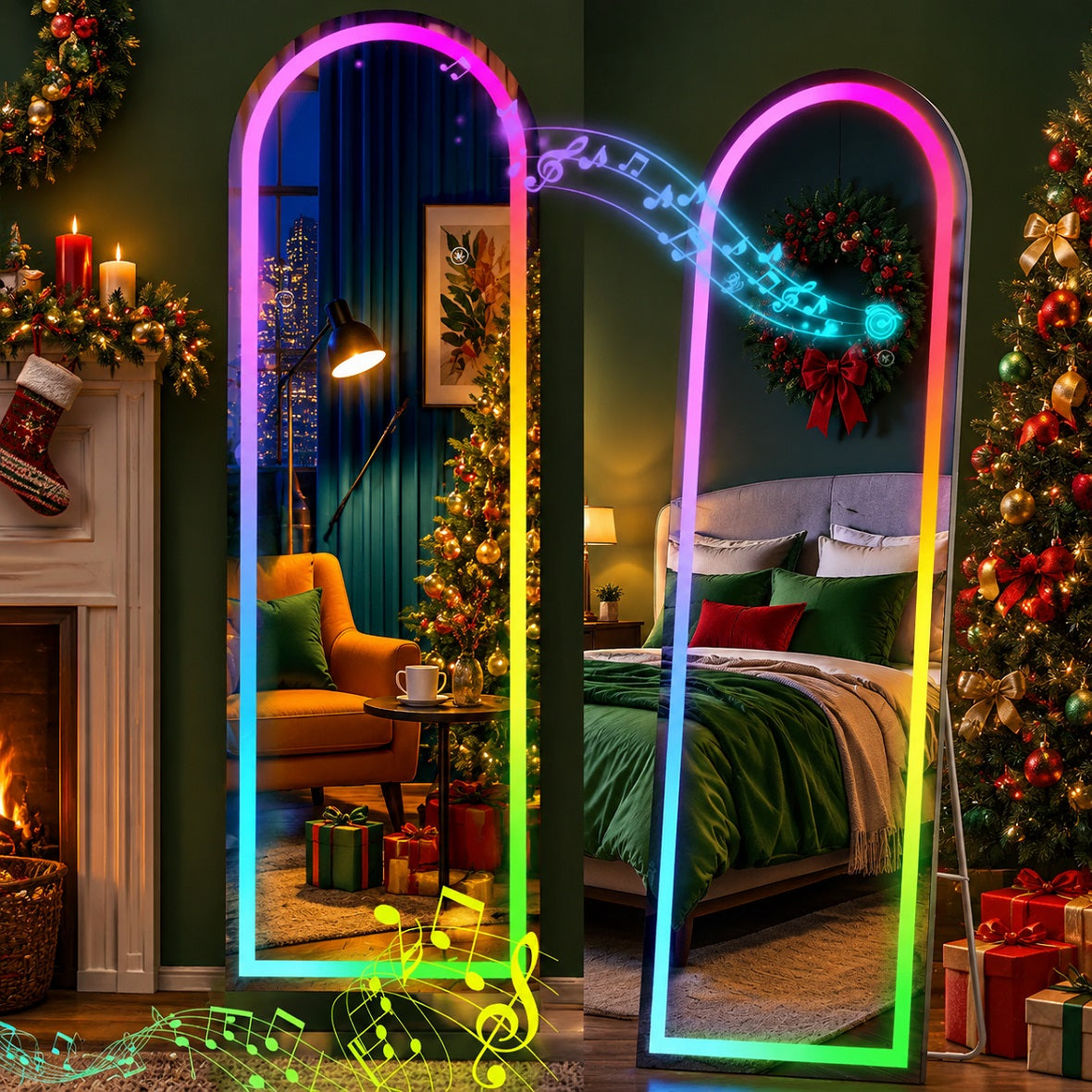 Hasipu LED Full Length Mirrors with Light and Bluetooth KM-RGB-LED