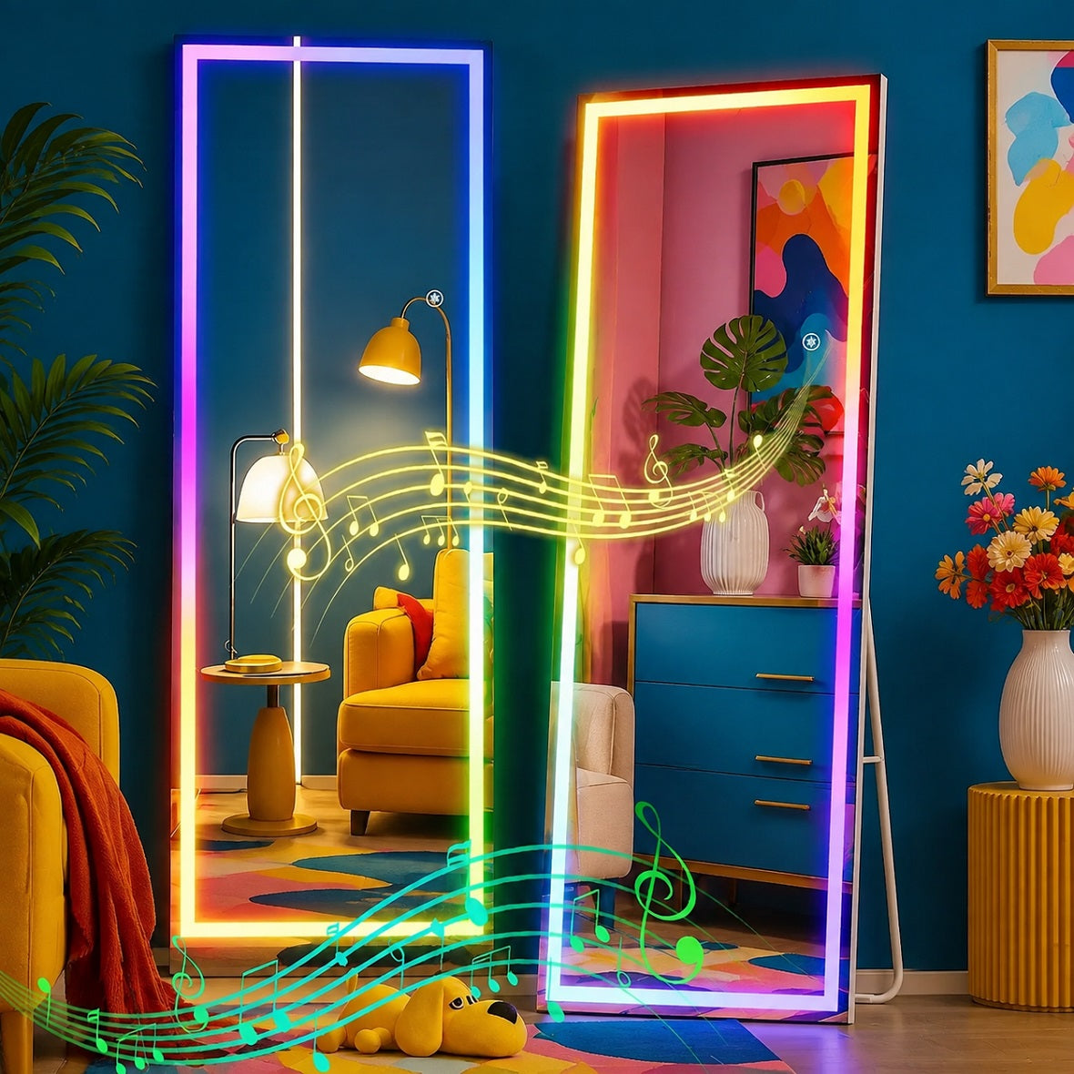 Hasipu LED Full Length Mirrors with Light and Bluetooth KM-RGB-LED