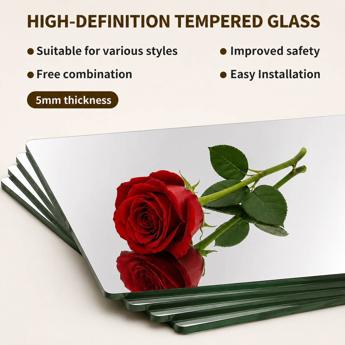 Hasipu Frameless Glass Mirrors Tiles for Flexible Wall Design KM-WALL