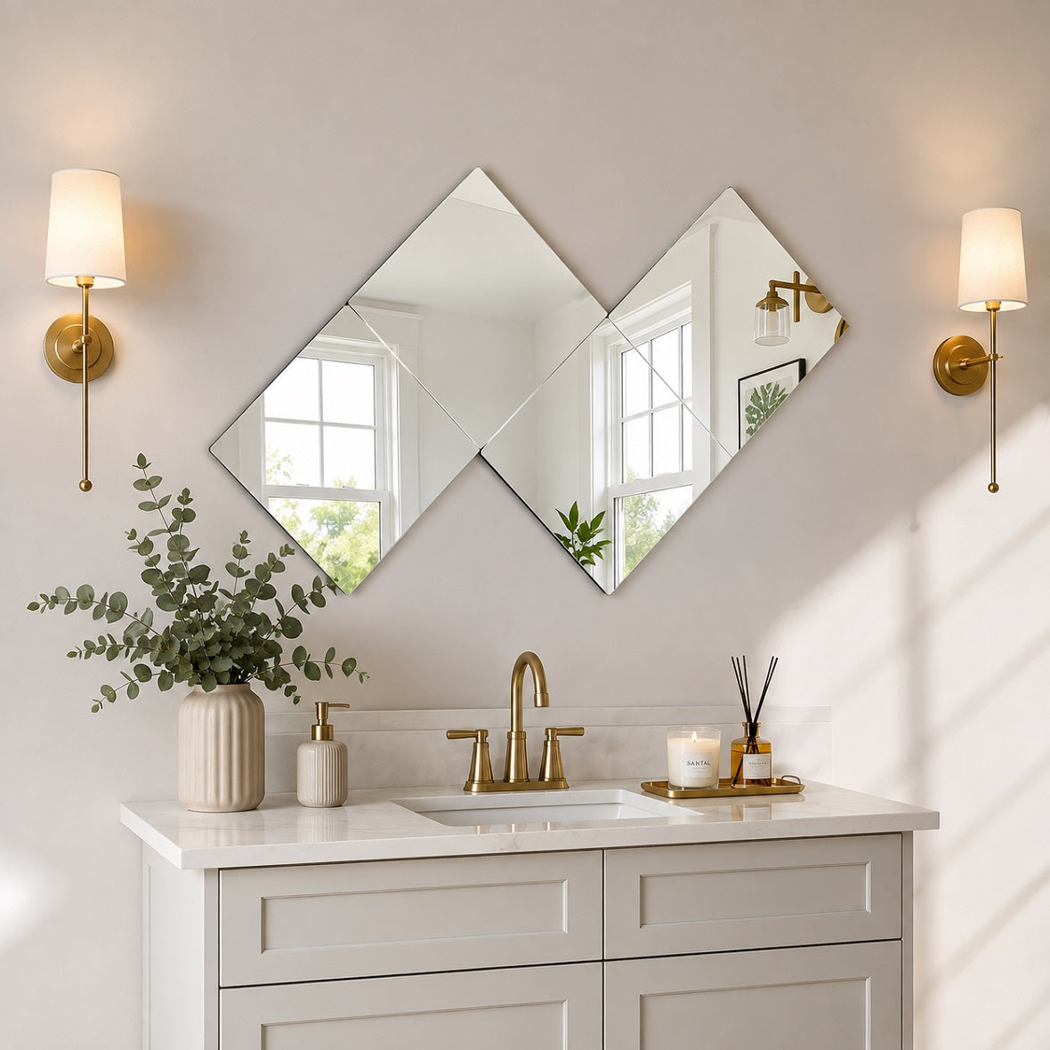 Hasipu Frameless Glass Mirrors Tiles for Flexible Wall Design KM-WALL