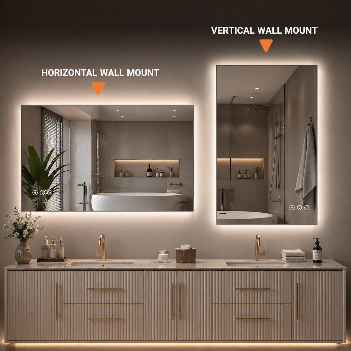 Hasipu Frameless Bathroom Mirror with Lights KM-WKDJ