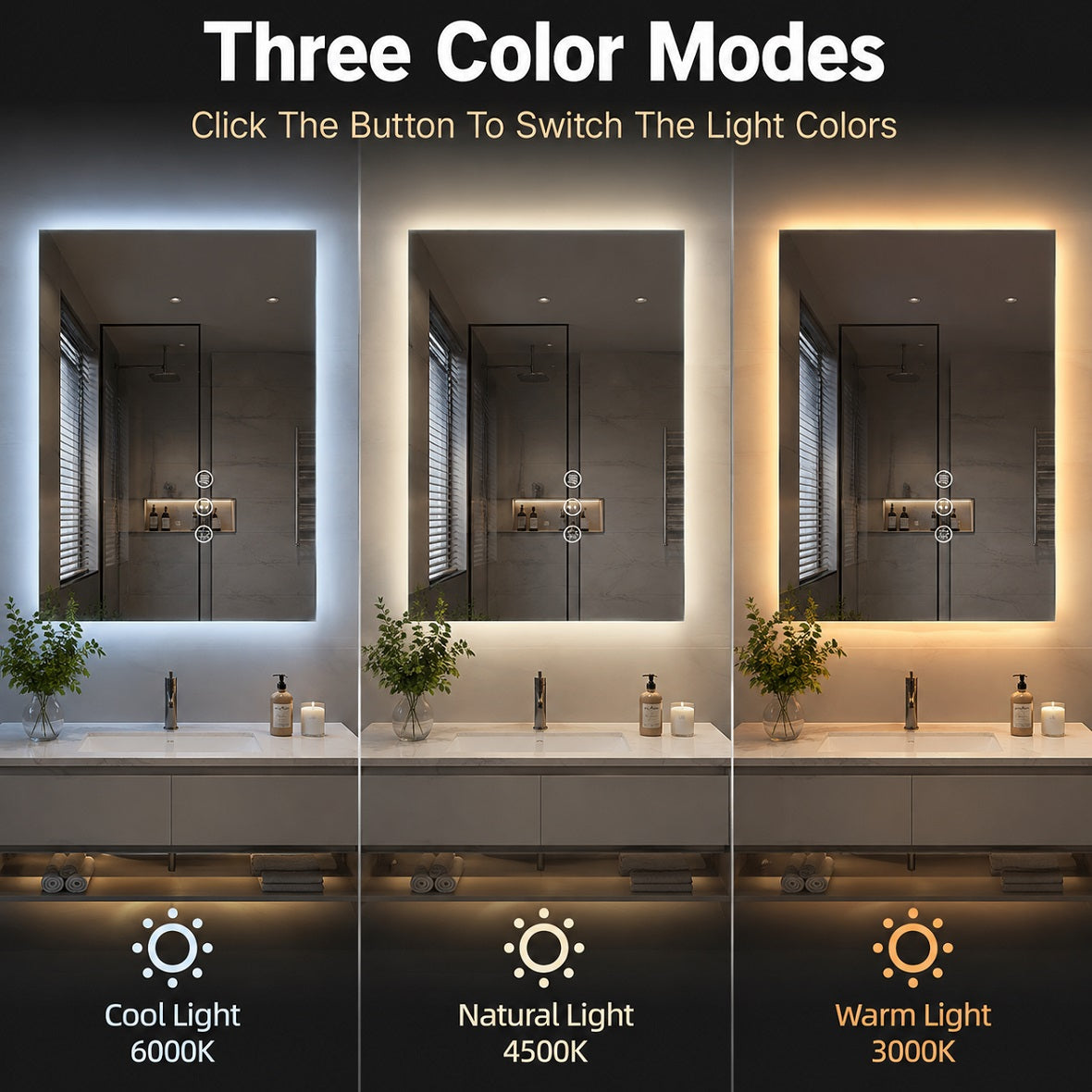 Hasipu Frameless Bathroom Mirror with Lights KM-WKDJ