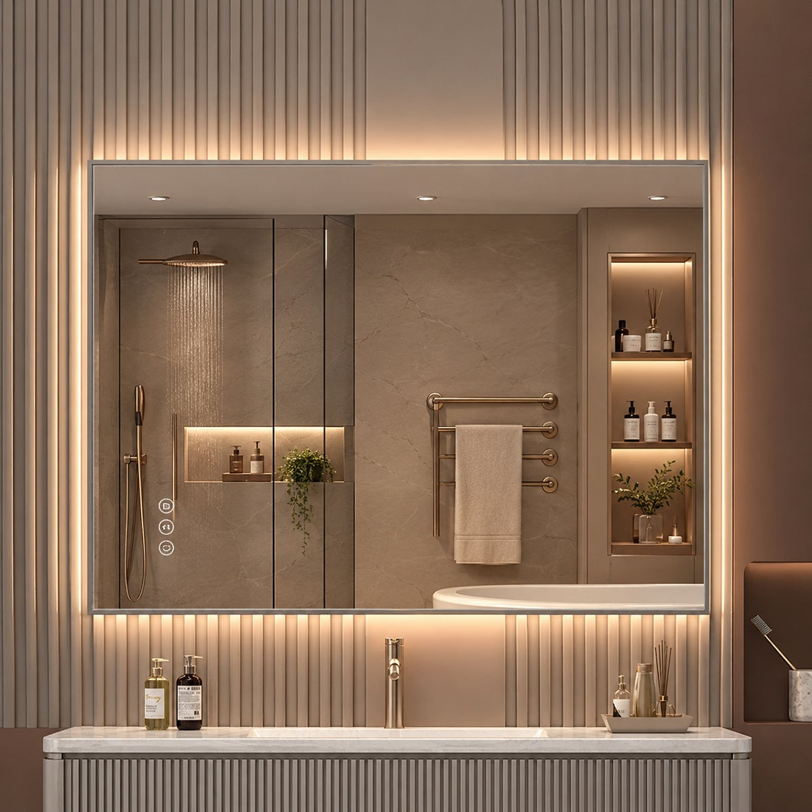 Hasipu Frameless Bathroom Mirror with Lights KM-WKDJ