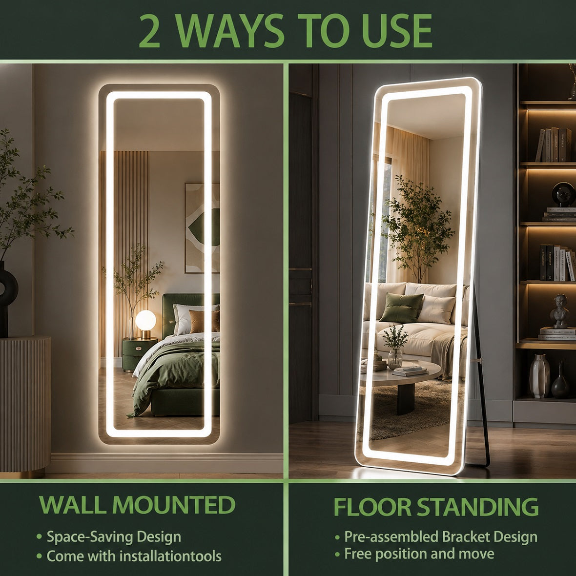Hasipu LED Full Length Mirrors with Light LD002