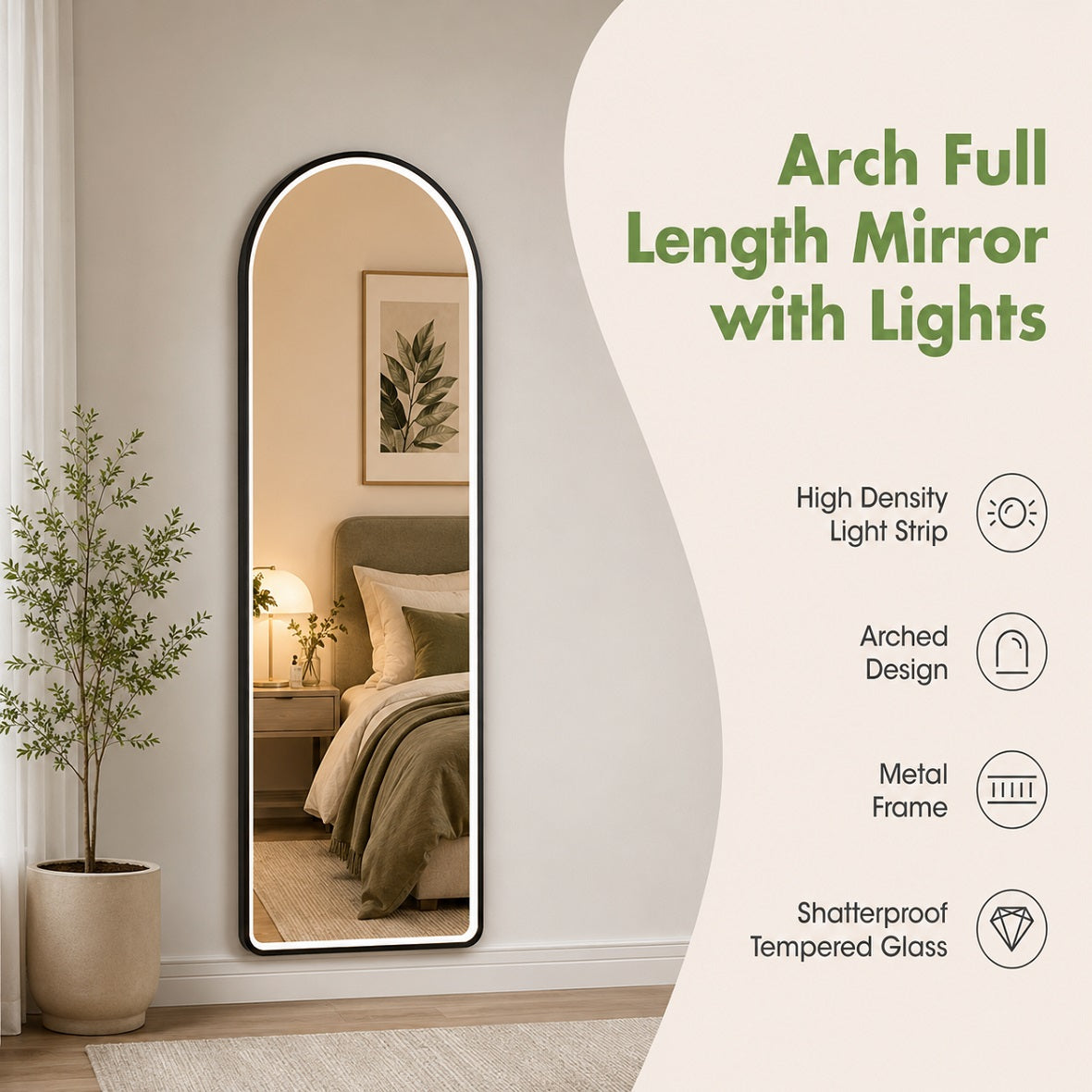 Hasipu Arched LED Full Length Mirrors with Light XX-LDGXCG