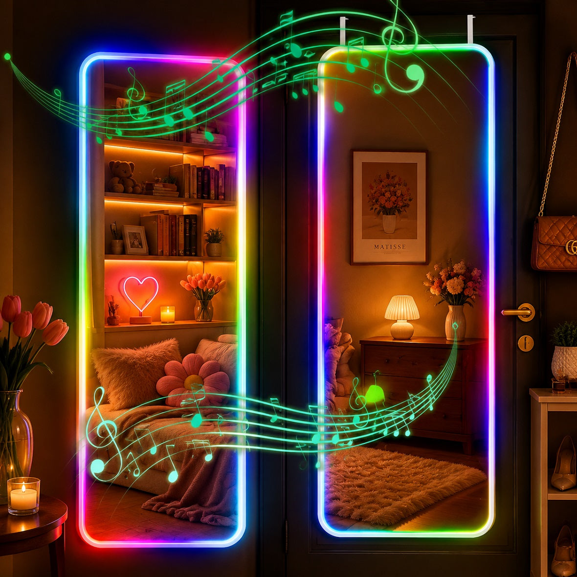 Hasipu LED Full Length Mirrors with Light and Bluetooth XX-RGB-GM