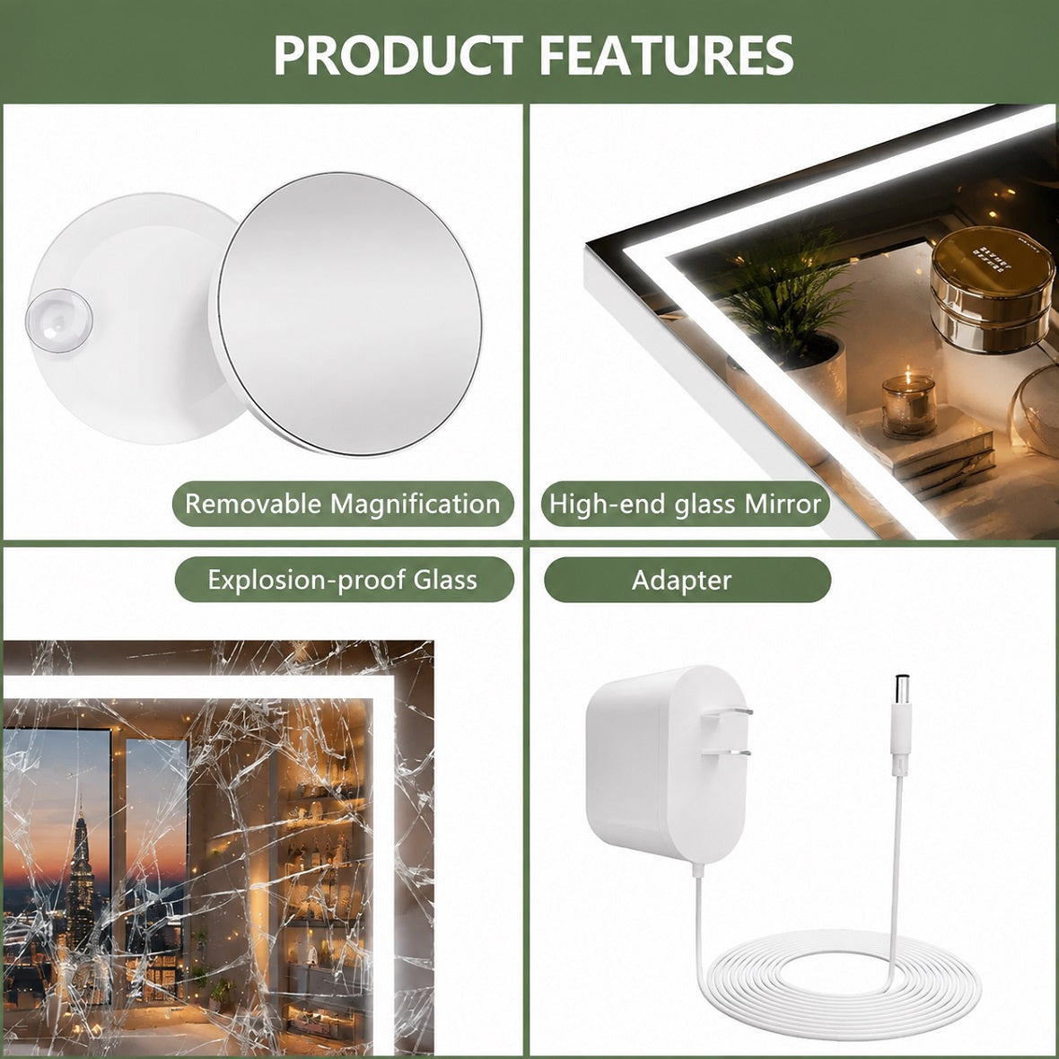 Hasipu LED Vanity Mirror and Makeup Mirror with Lights ZAW9006