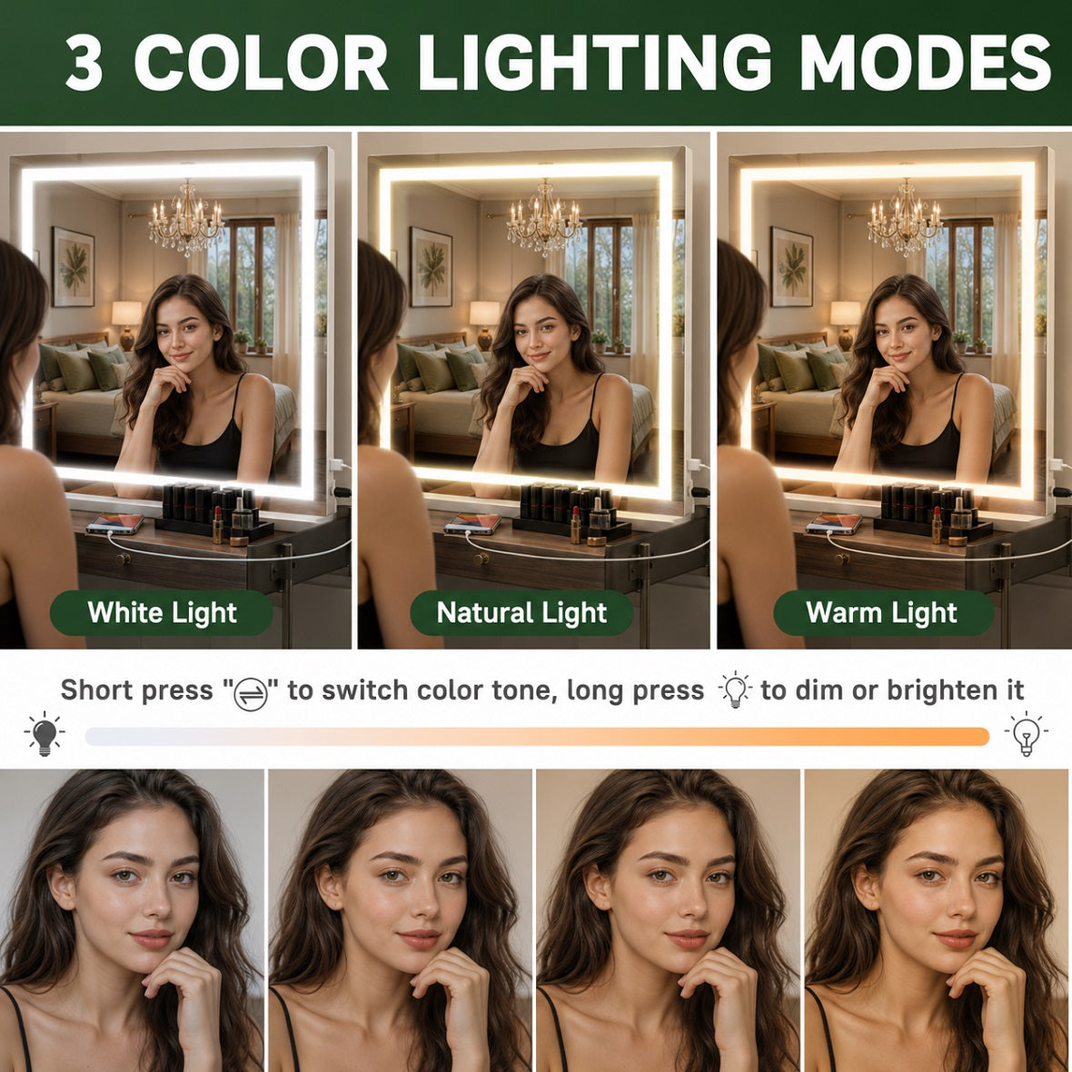Hasipu LED Vanity Mirror and Makeup Mirror with Lights ZAW9006