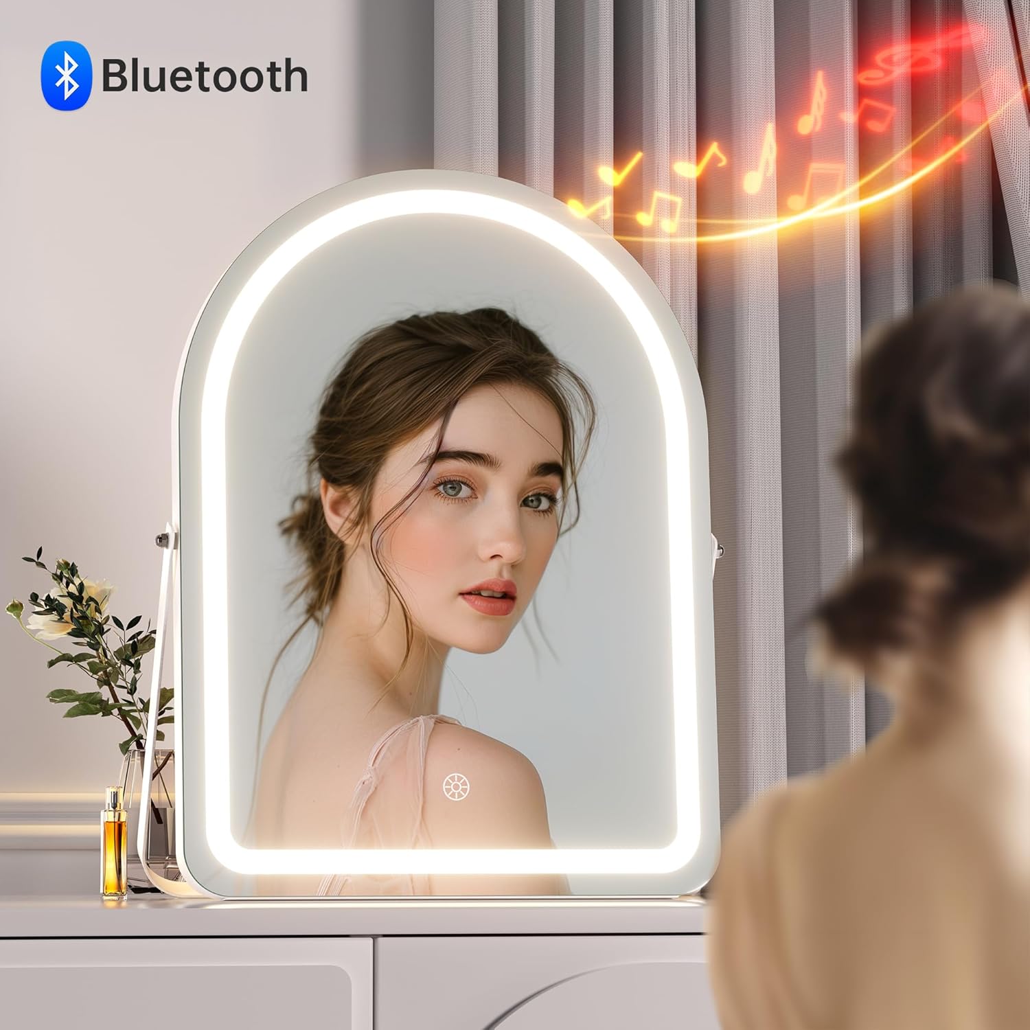 HAISPU Vanity Mirror with Light, Arched LED Makeup Mirror, Bluetooth