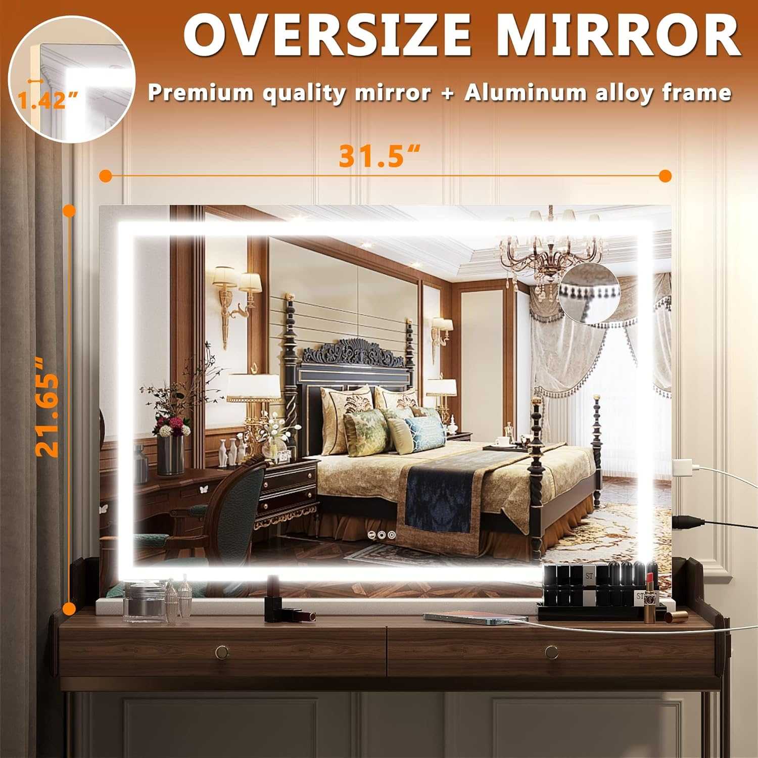 HASIPU Vanity Mirror with Light, LED Makeup Mirror, Lighted Makeup Mirror